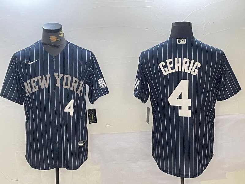 Mens New York Yankees #4 Lou Gehrig Navy Pinstripe Fashion Cool Base Jersey,We sell and wholesale Mens New York Yankees #4 Lou Gehrig Navy Pinstripe Fashion Cool Base Jersey on line form chian!